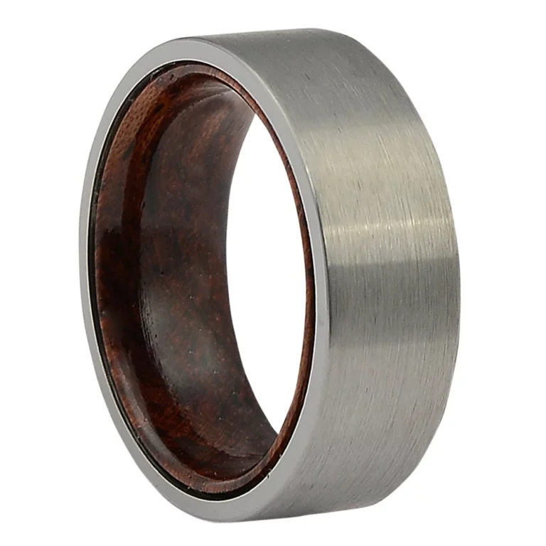 Tungsten and Rosewood 8mm Mens Ring
