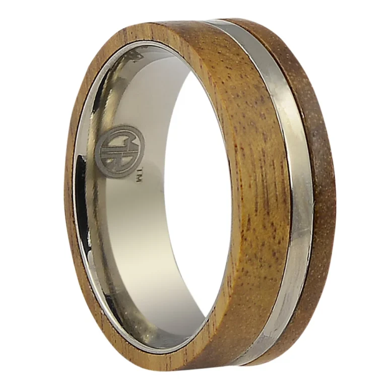 Koa Wood And Titanium 8mm Mens Wedding Band