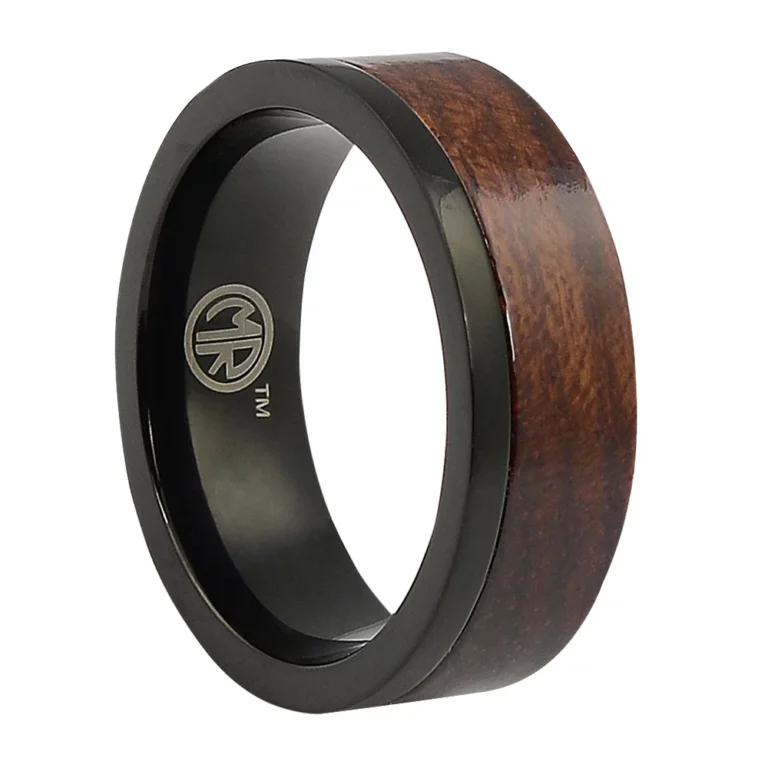 Black Titanium And Rosewood 8mm Ring
