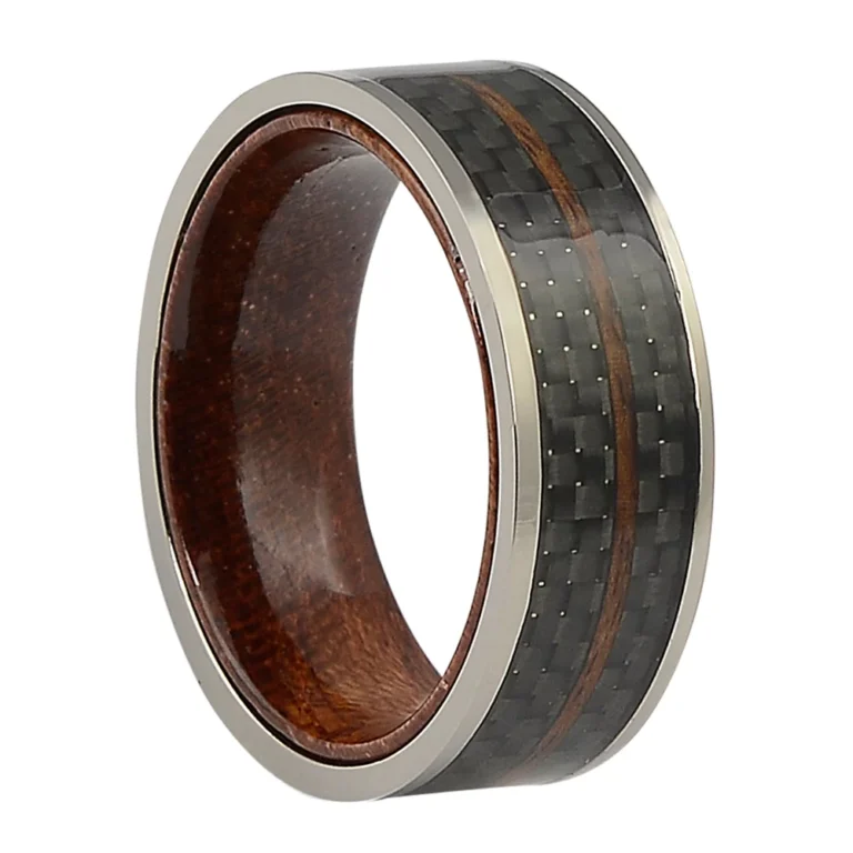 Carbon Fibre Rosewood 8mm Mens Ring