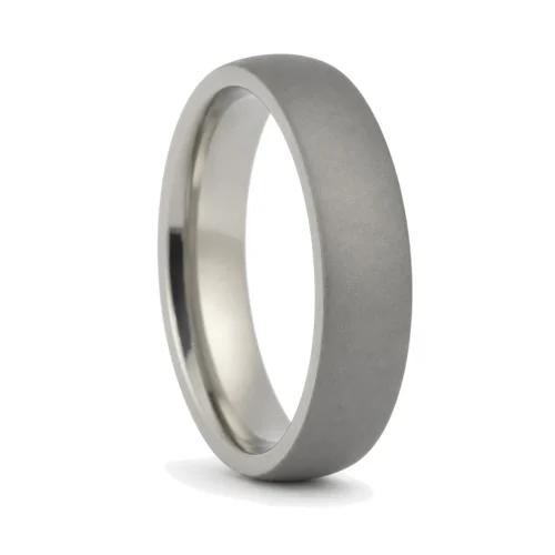 Dark Thin Matte Finish Titanium Dome Men's Ring