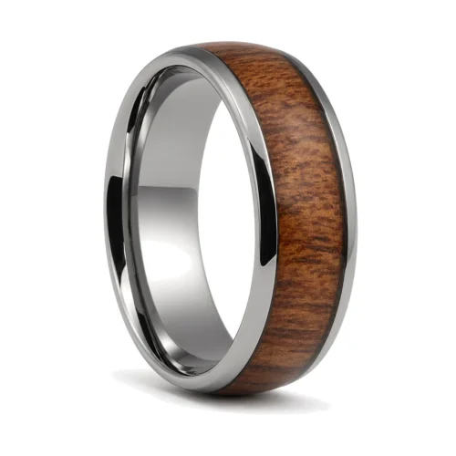 Titanium and Rosewood 8mm Mens Ring