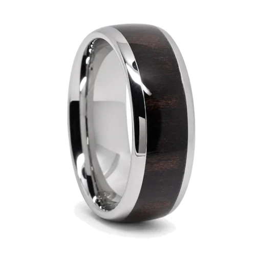 Tungsten and Ebony 8mm Mens Ring