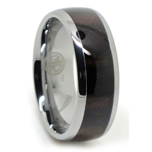 Tungsten and Ebony 8mm Mens Ring