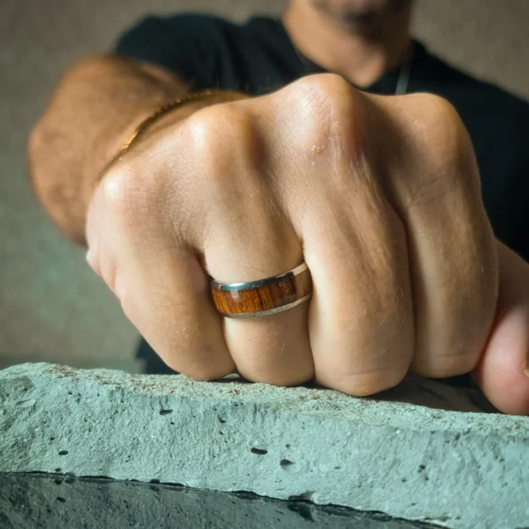 Tungsten and Rosewood 8mm Mens Ring