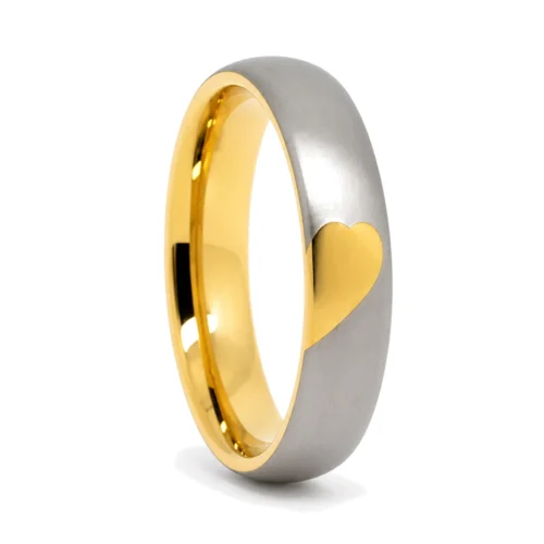 Tungsten Gold Heart 6mm Mens Promise Ring