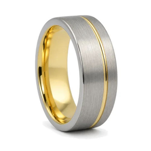 Brushed Gold "Signature" Tungsten 8mm Mens Ring