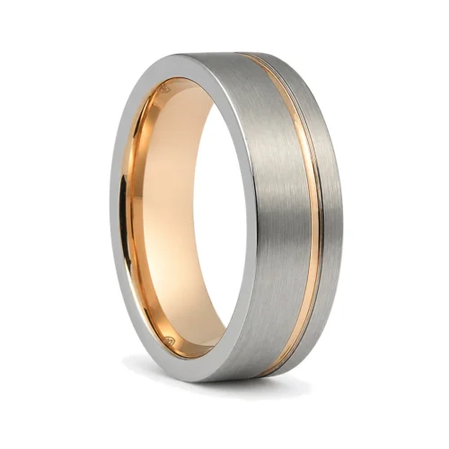 Brushed Rose Gold "Signature" Tungsten 8mm Mens Ring