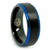 FTR-110-BLACK WITH BLUE EDGED 8MM TUNGSTEN MENS RING-video