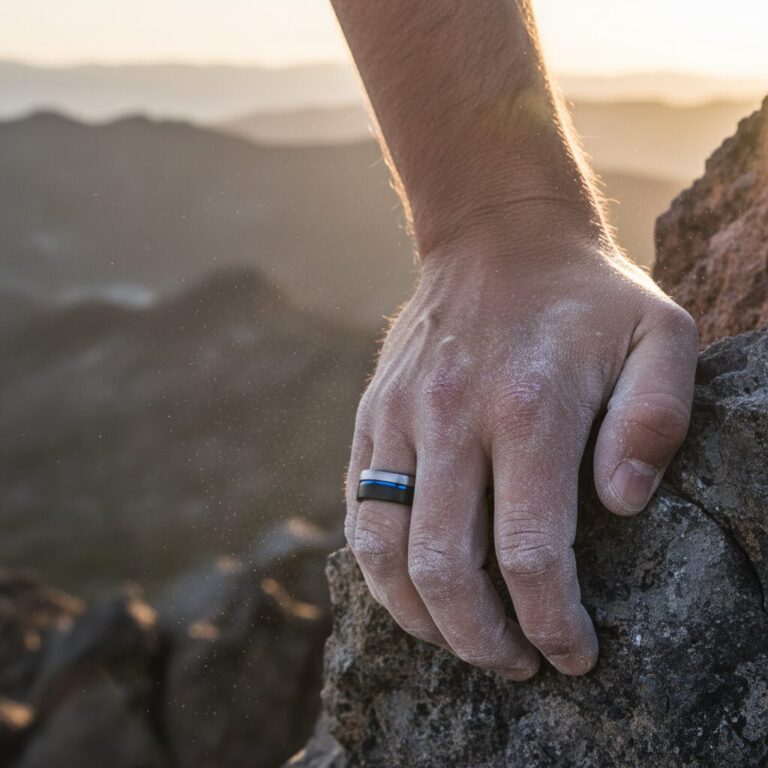 Black and Blue 8mm Tungsten Mens Ring