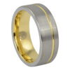 Brushed Gold Signature Tungsten Mens Ring