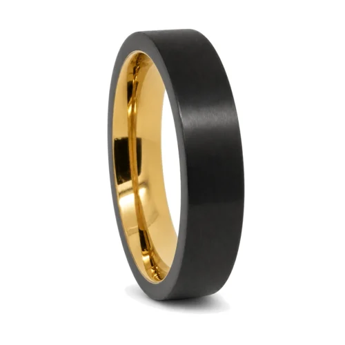 "Forever Black" 5mm Gold Titanium Mens Ring