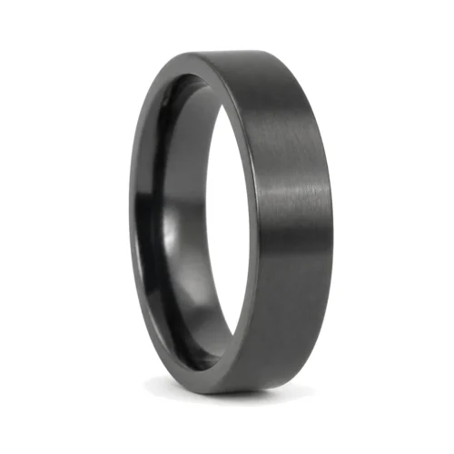 Brushed "Forever Black" 6mm Titanium Mens Ring