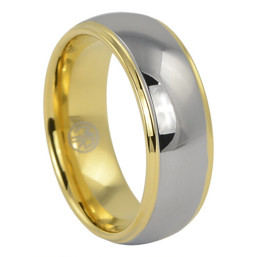 Polished Dome Mens Tungsten Gold Ring