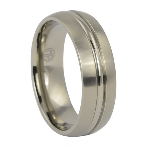 Satin Finish Titanium Mens Wedding Ring