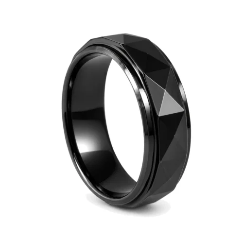 Faceted Black 6mm Ceramic Ring