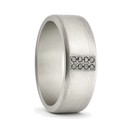 8 Diamond Matte Titanium Mens Ring
