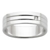 Double Groove White Gold Diamond Mens Ring