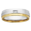 Brushed Layer Double Diamond Mens Ring in White & Yellow Gold