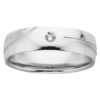 Polished Accent Groove Diamond Mens Ring in White Gold