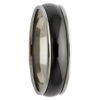 Rounded Step Edge Black & White Zirconium Mens Ring