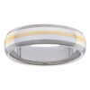 Titanium White Yellow Gold Warm Stripe Mens Ring