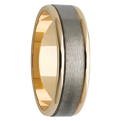 Brushed Titanium Yellow Gold Ring for Men