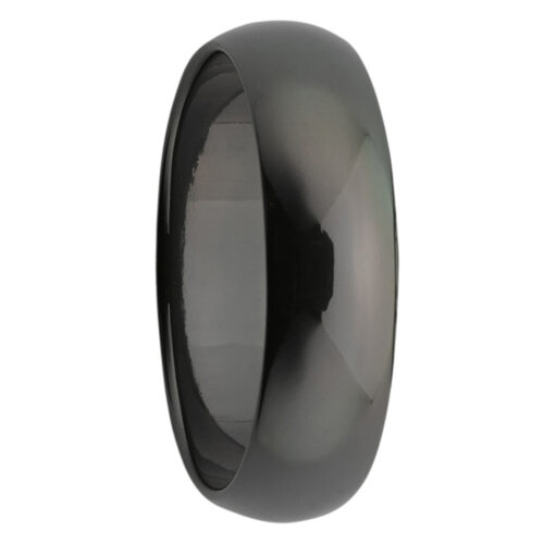 6 mm Polished Half Round Black Zirconium Mens Ring