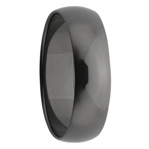 7 mm Polished Half Round Black Zirconium Mens Ring