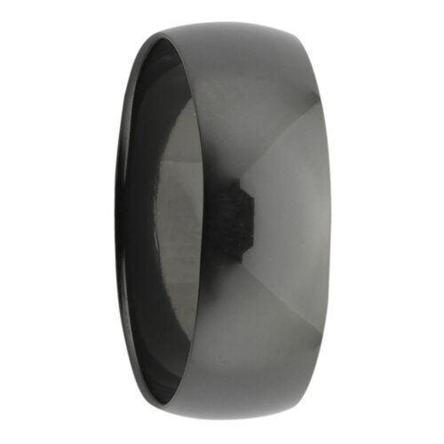 8 mm Polished Half Round Black Zirconium Mens Ring