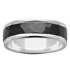 7mm White Gold Ring with Hammered Black Zirconium Centre