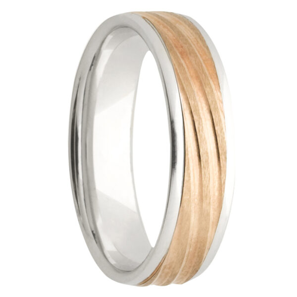 Dimensional Inlay Rose White Gold Mens Ring