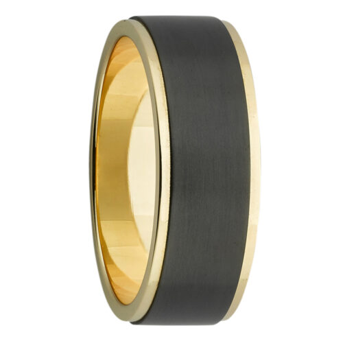 Sanded Zirconium & Polished Yellow Gold Mens Ring