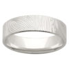 Wood Texture White Gold Mens Wedding Band