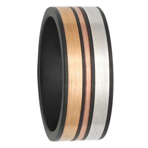 Color-Block Zirconium Multi-Tone Mens Ring