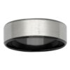 Black & Natural Colored Zirconium Ring with Sanded Top