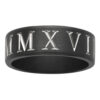 Roman Numerals Black Zirconium Mens Ring