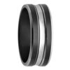 Silver Tone Groove Black Zirconium Mens Ring