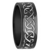 8mm Black & White 'Celtic' Zirconium Mens Ring