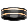 7mm Sanded Black Zirconium Ring with Yellow Gold Inlays
