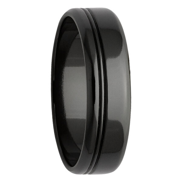 Double Groove Black Zirconium Mens Ring