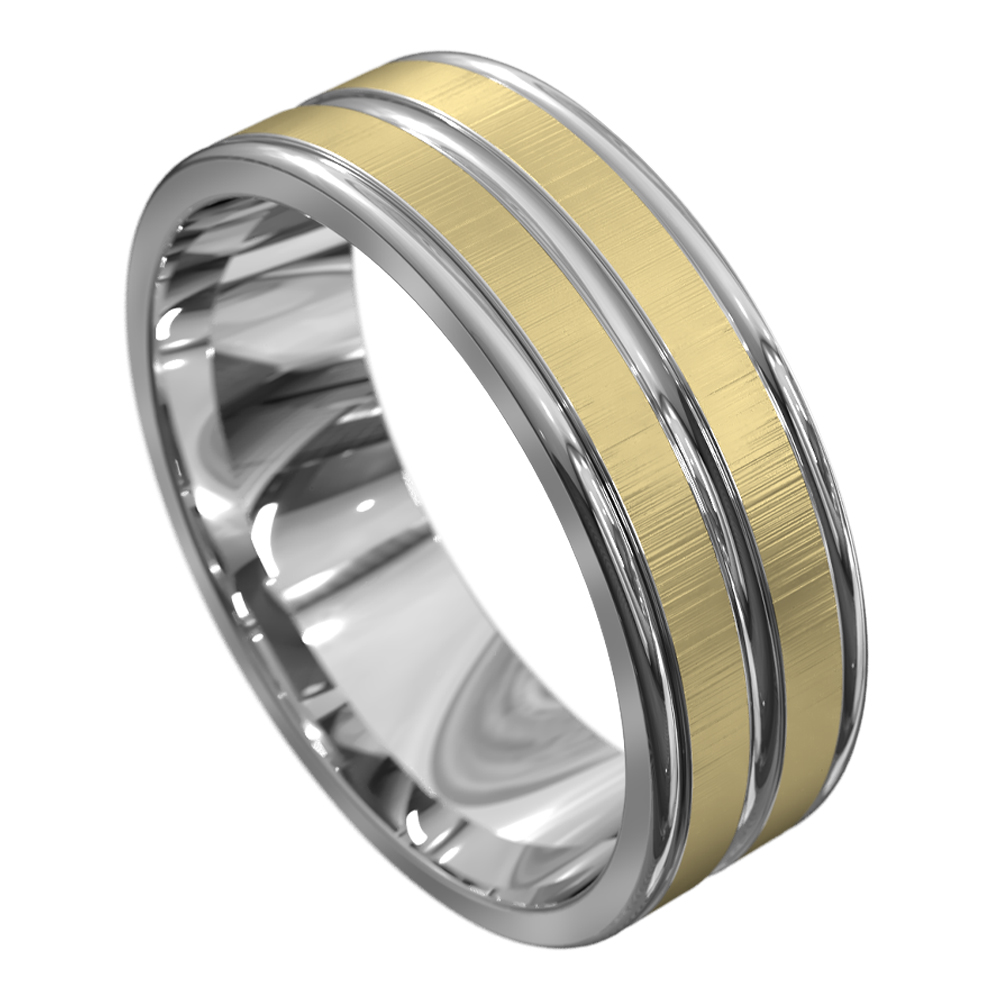 Sophisticated Union White & Yellow Gold Men's Wedding Ring
