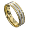Satin Yellow and White Gold Mens Wedding Ring