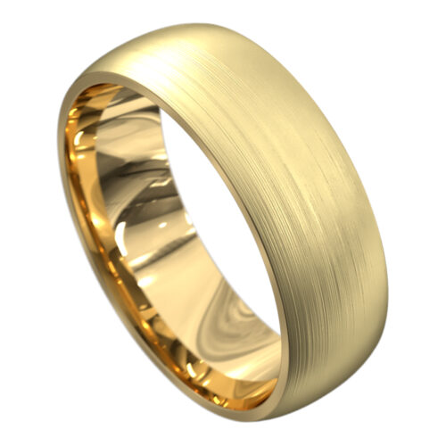 Stunning Brushed Finish Yellow Gold Mens Wedding Ring