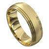 Stunning Yellow Gold Polished and Brushed Mens Wedding Ring