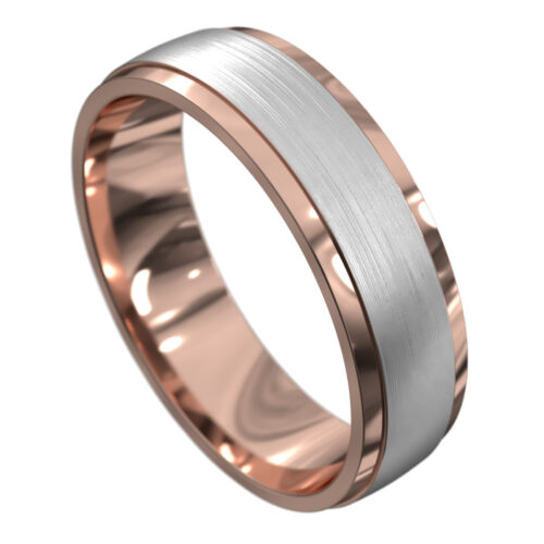 Two Tone Rose and White Gold Men's Wedding Ring