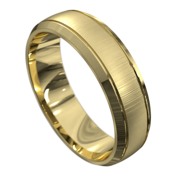 Stunning Brushed Yellow Gold Mens Wedding Ring