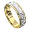 Yellow and White Gold Satin Mens Wedding Ring