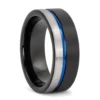Black and Blue 8mm Tungsten Mens Ring