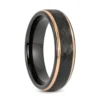 Black and Rose Gold Faceted 7mm Tungsten Mens Ring